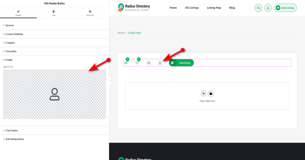 Header Button – All Classified Listing Addons