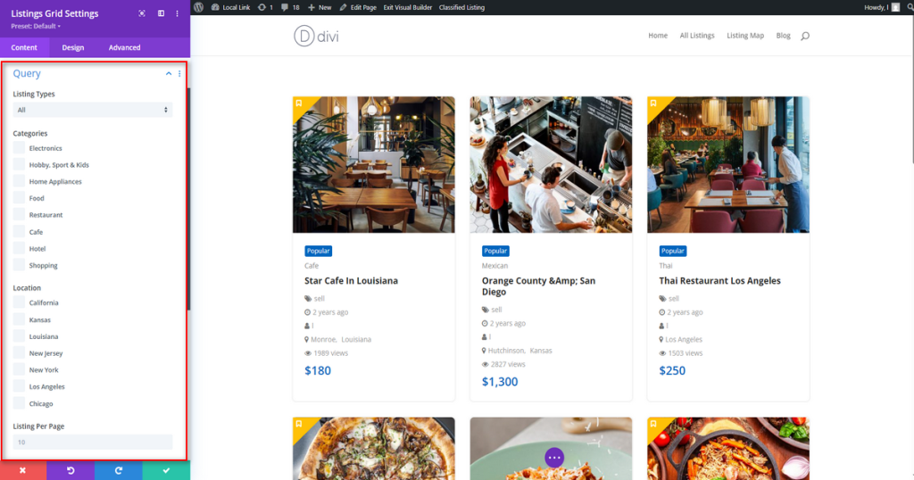 Listing Grid – All Classified Listing Addons