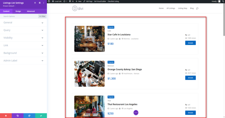 Listings List – All Classified Listing Addons