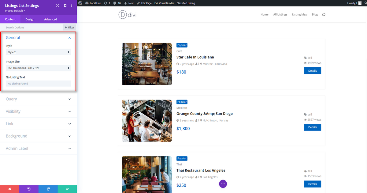 Listings List – All Classified Listing Addons
