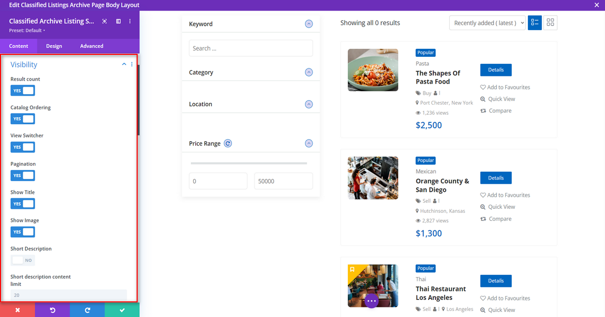 Visibility option of Classified Archive Listing