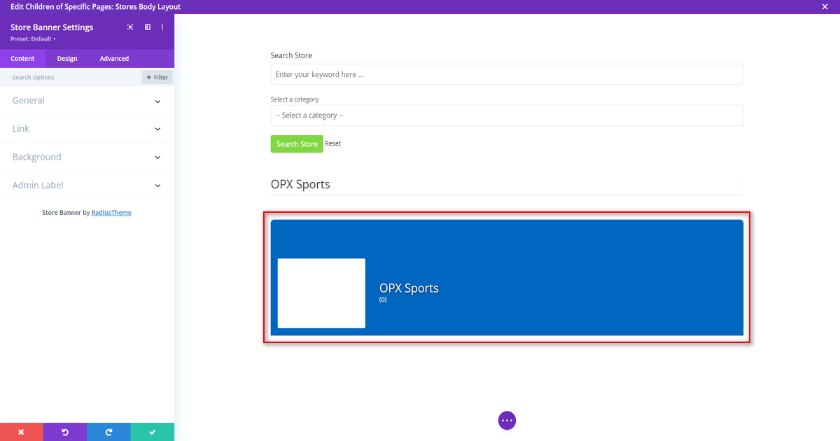 Screenshot of Store Banner