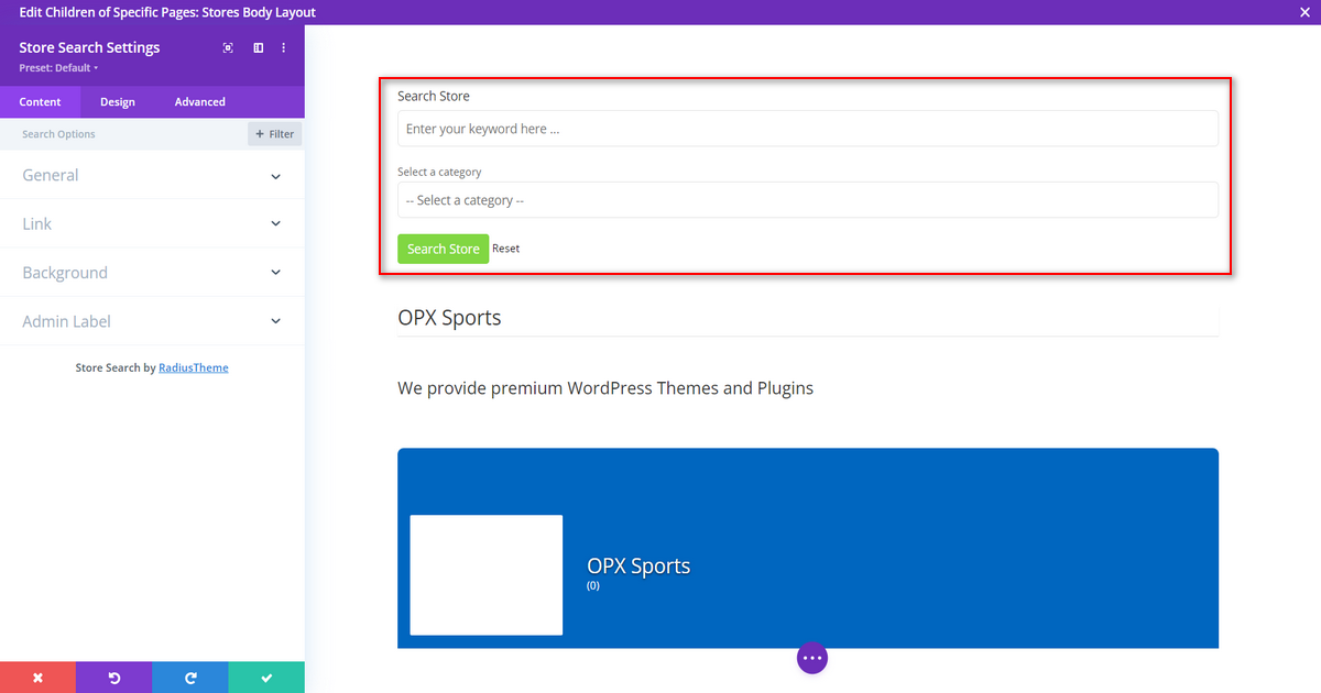Screenshot of Store Search