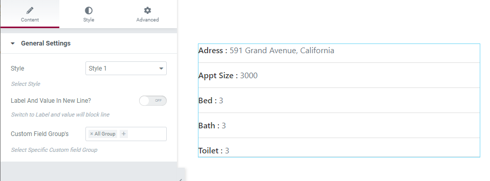 Custom Fields Widget – All Classified Listing Addons