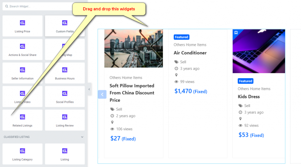 Related Listing Widget – All Classified Listing Addons