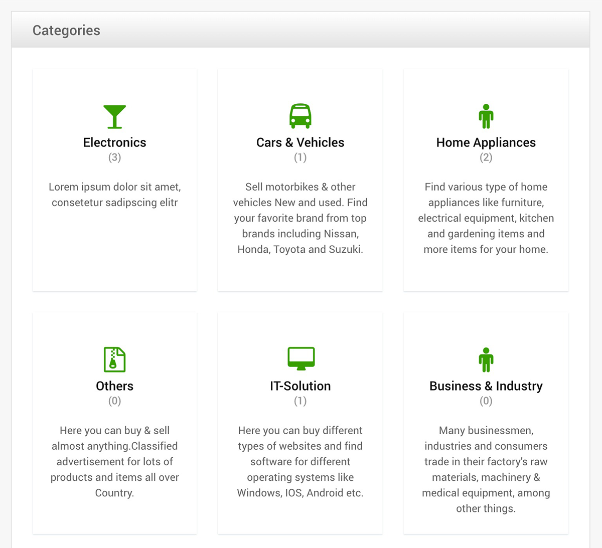 Categories Display - Classified Listing Main Documentation