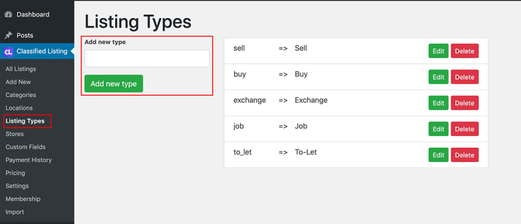 Listing Types Listing Type - Classified Listing Main Documentation
