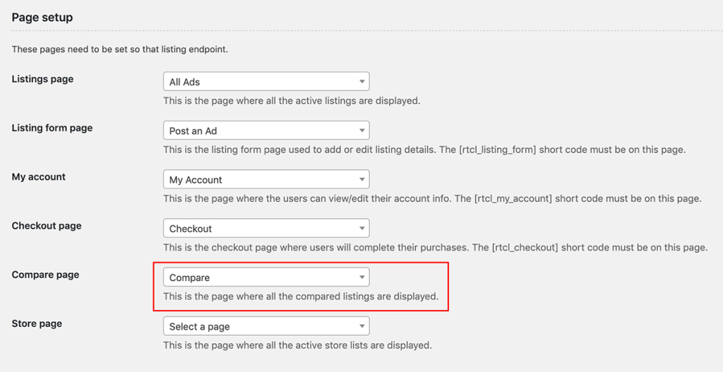 How to add Compare - Classified Listing Main Documentation
