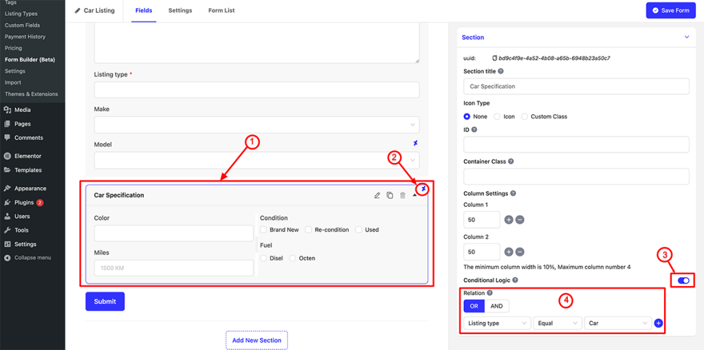 Enable Conditional Logic - Classified Listing Main Documentation