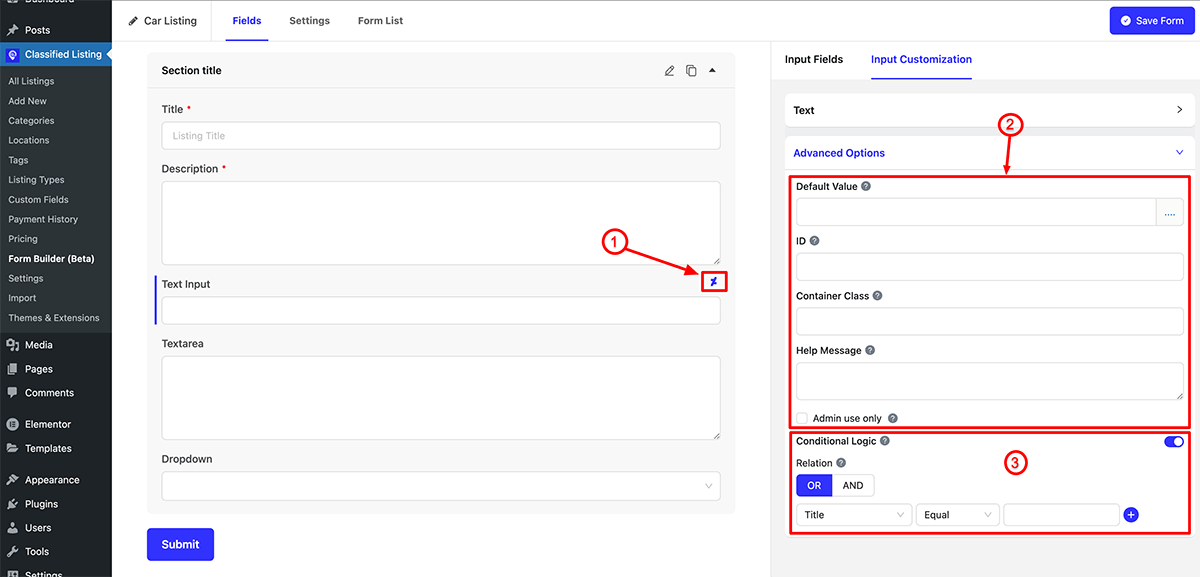 Custom Fields - Classified Listing Main Documentation