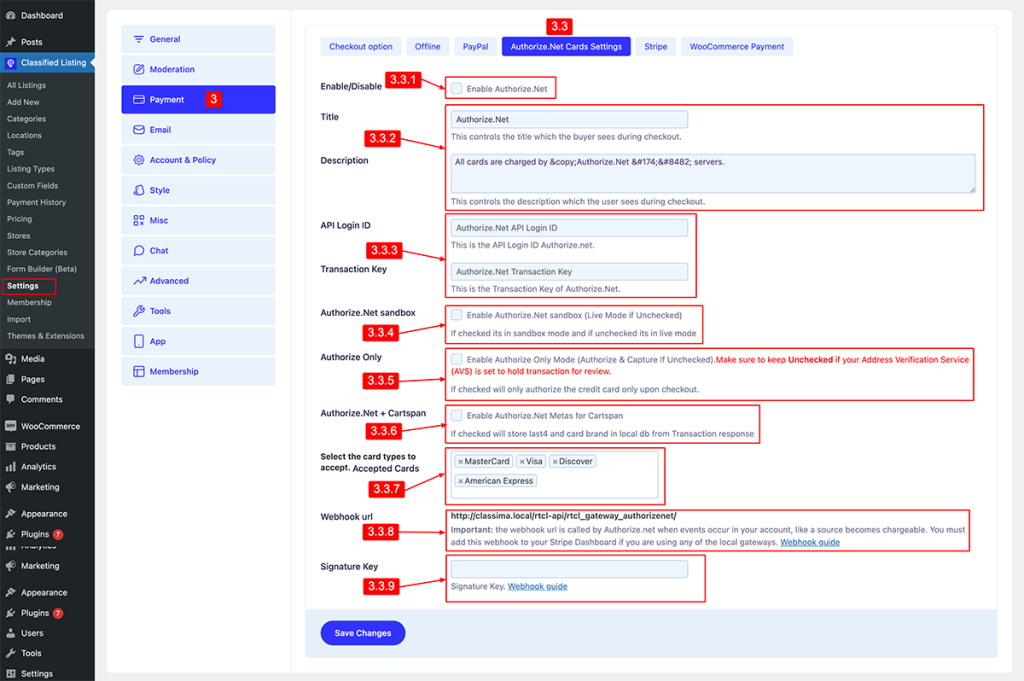 Authorize.net [PRO] - Classified Listing Main Documentation