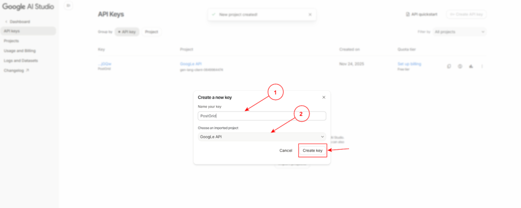Create New Key