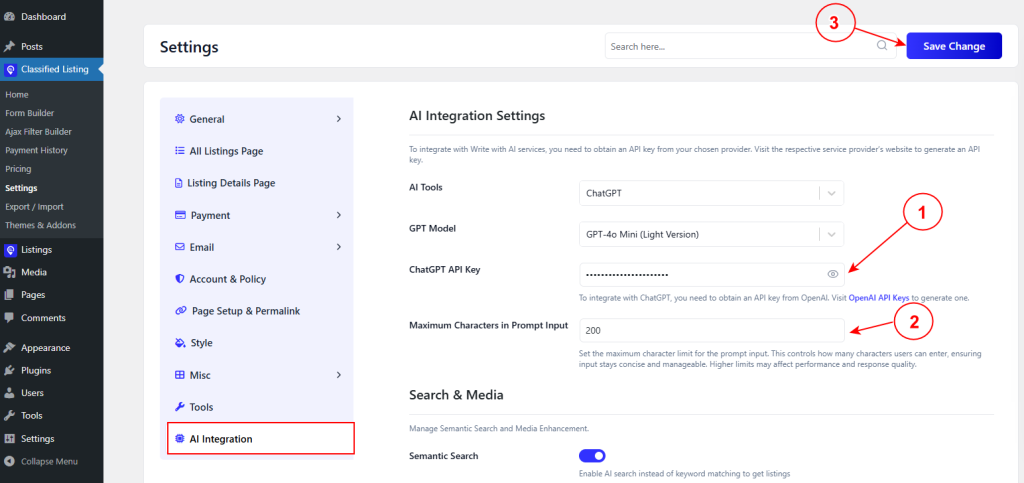 Insert ChatGPT API Key