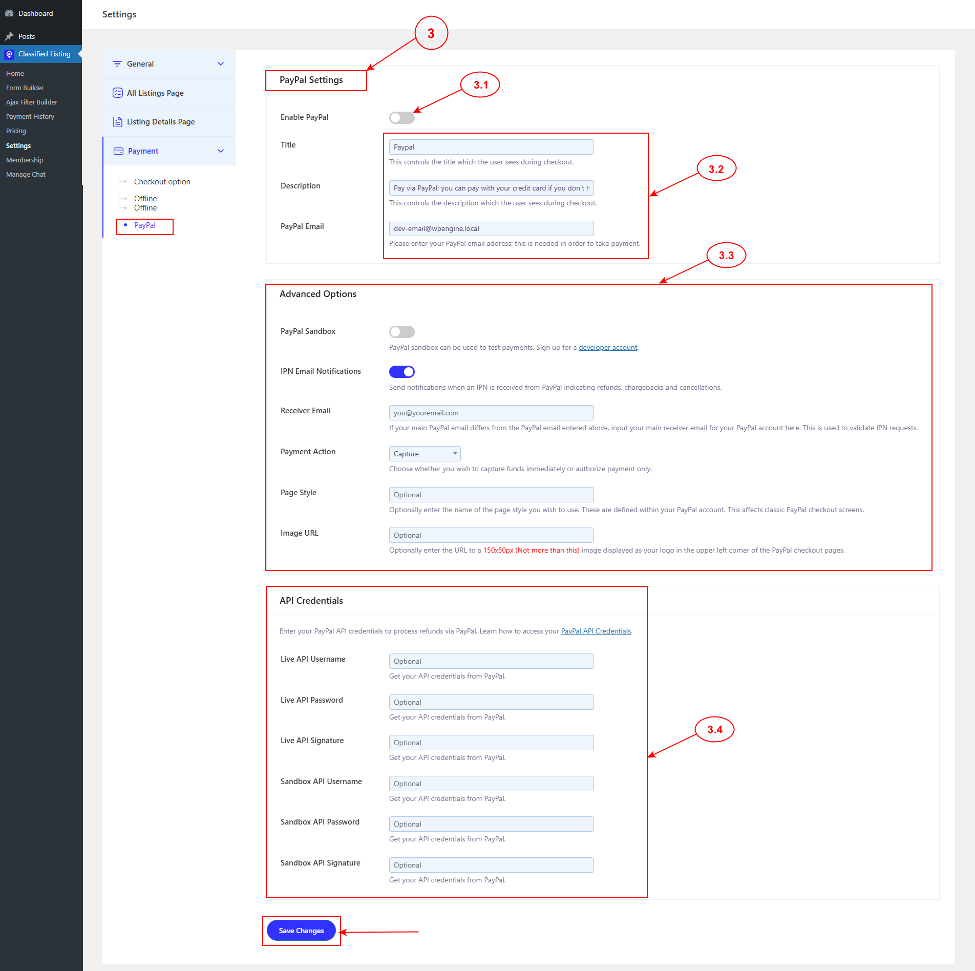 PayPal Settings