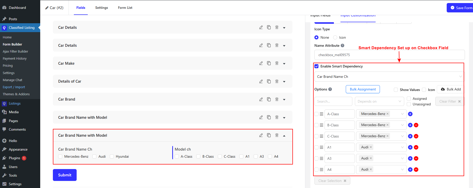 Smart Dependency Set up on Checkbox Field