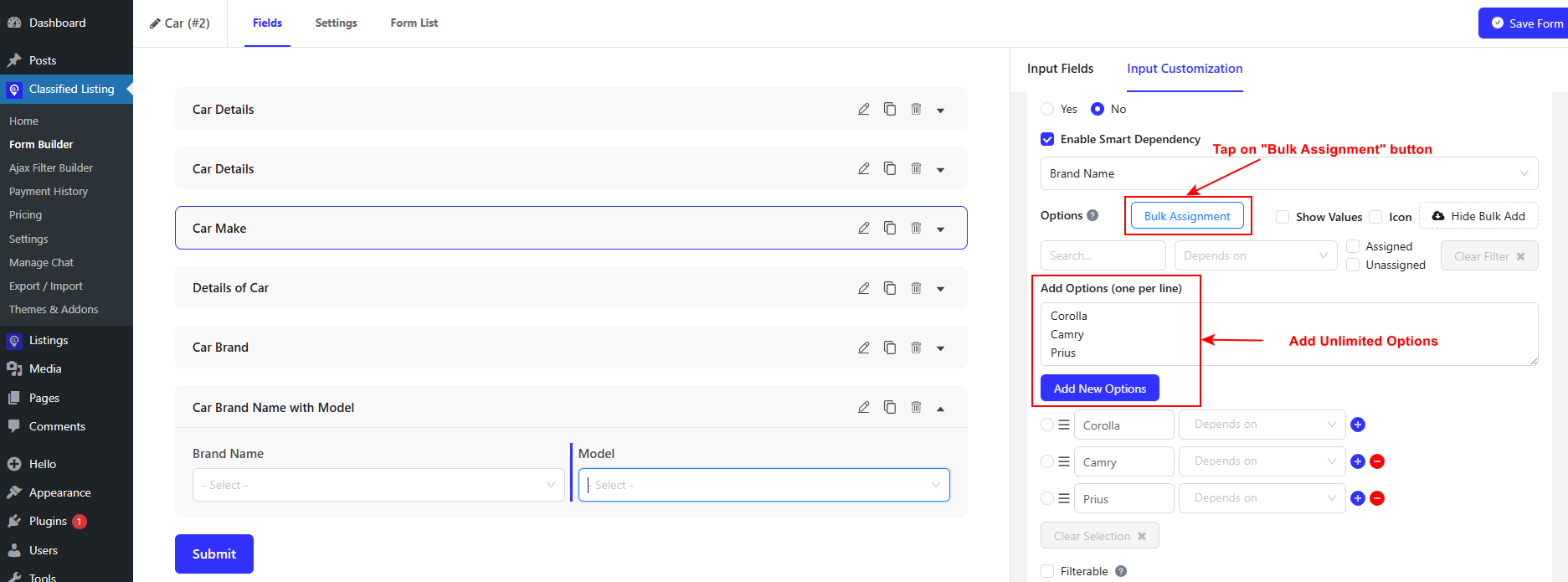 Perform Bulk Assignment