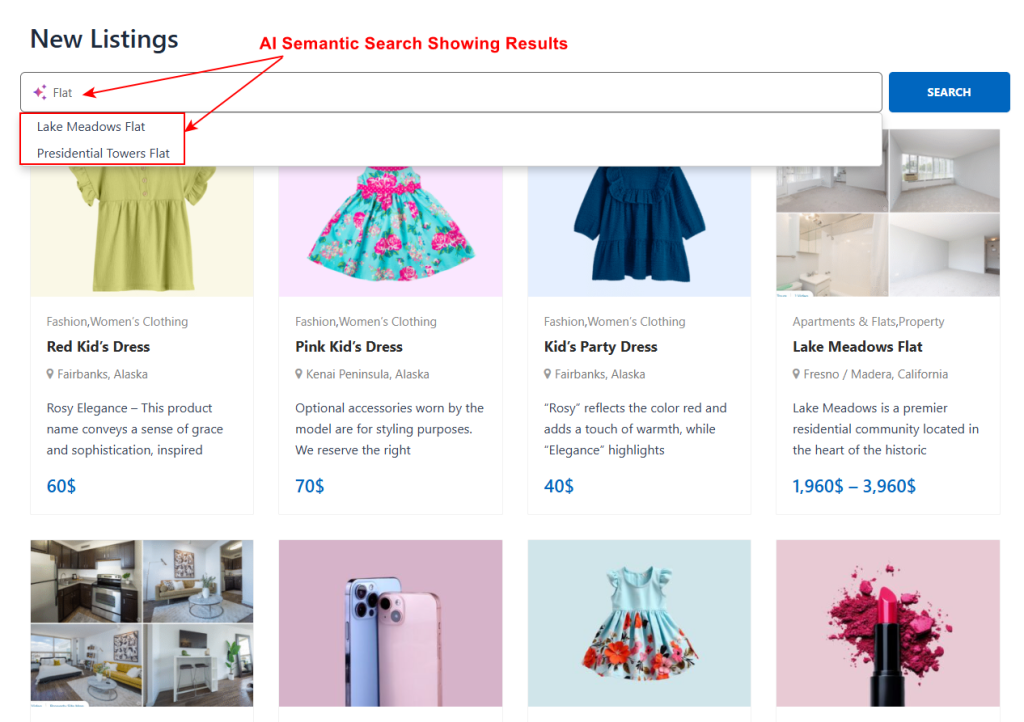 AI Semantic Search Showing Results