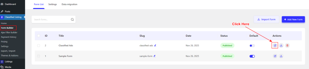 Form Builder Settings