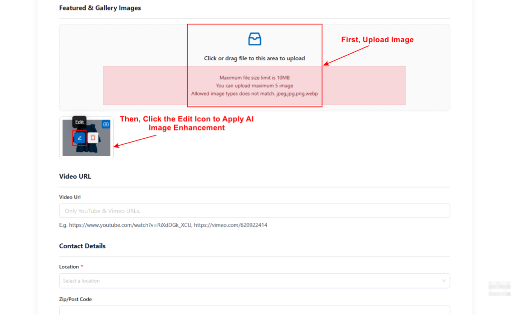 Front End of AI Image Enhancement