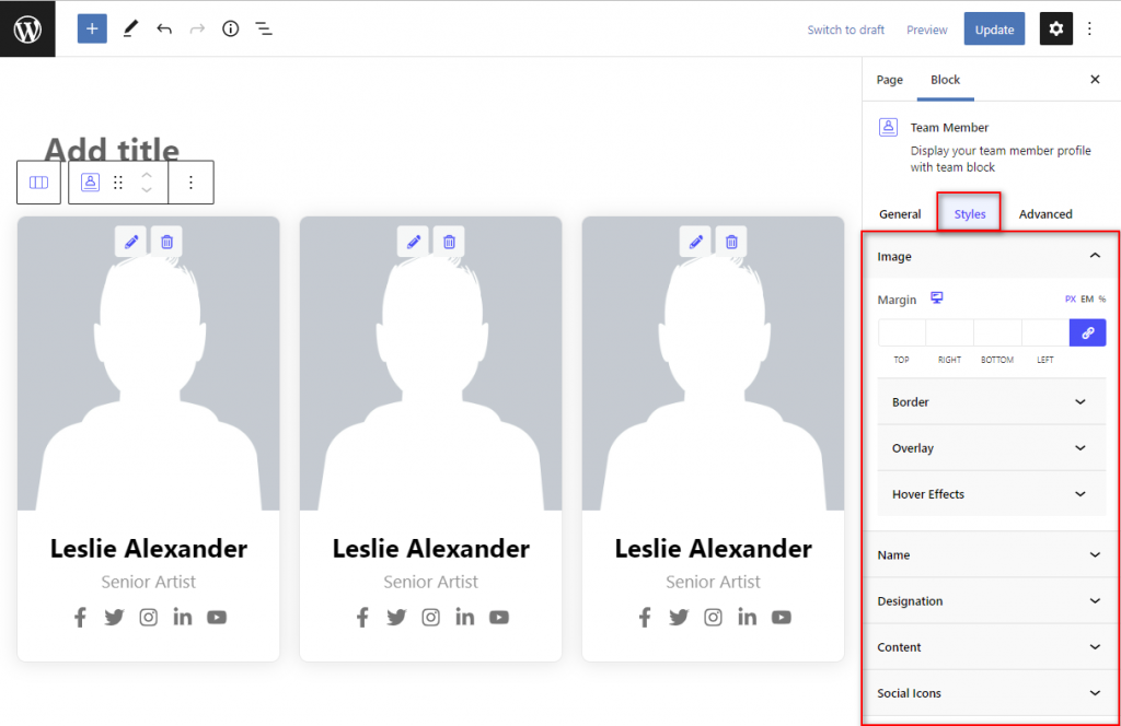 Team Member – Radius Blocks – Documentation