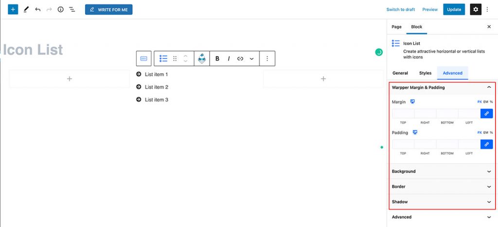 Icon List Block – Radius Blocks – Documentation
