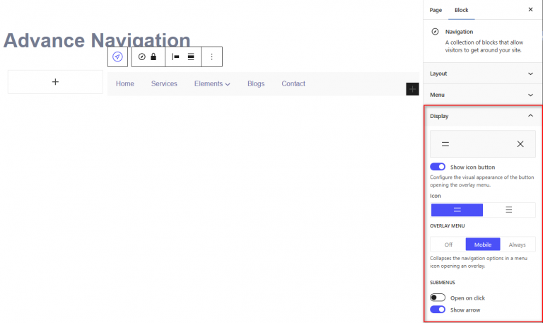 Advanced Navigation Block – Radius Blocks – Documentation
