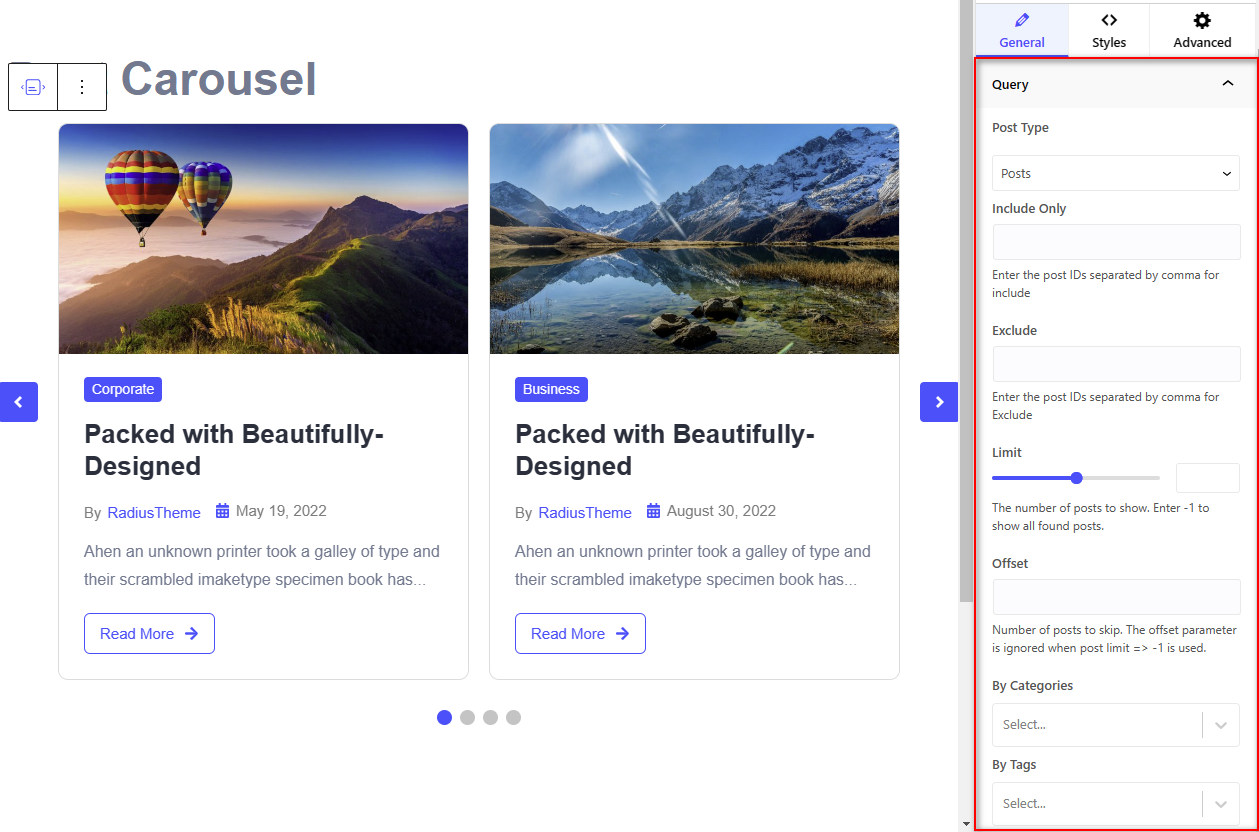 Post Carousel Block – Radius Blocks – Documentation