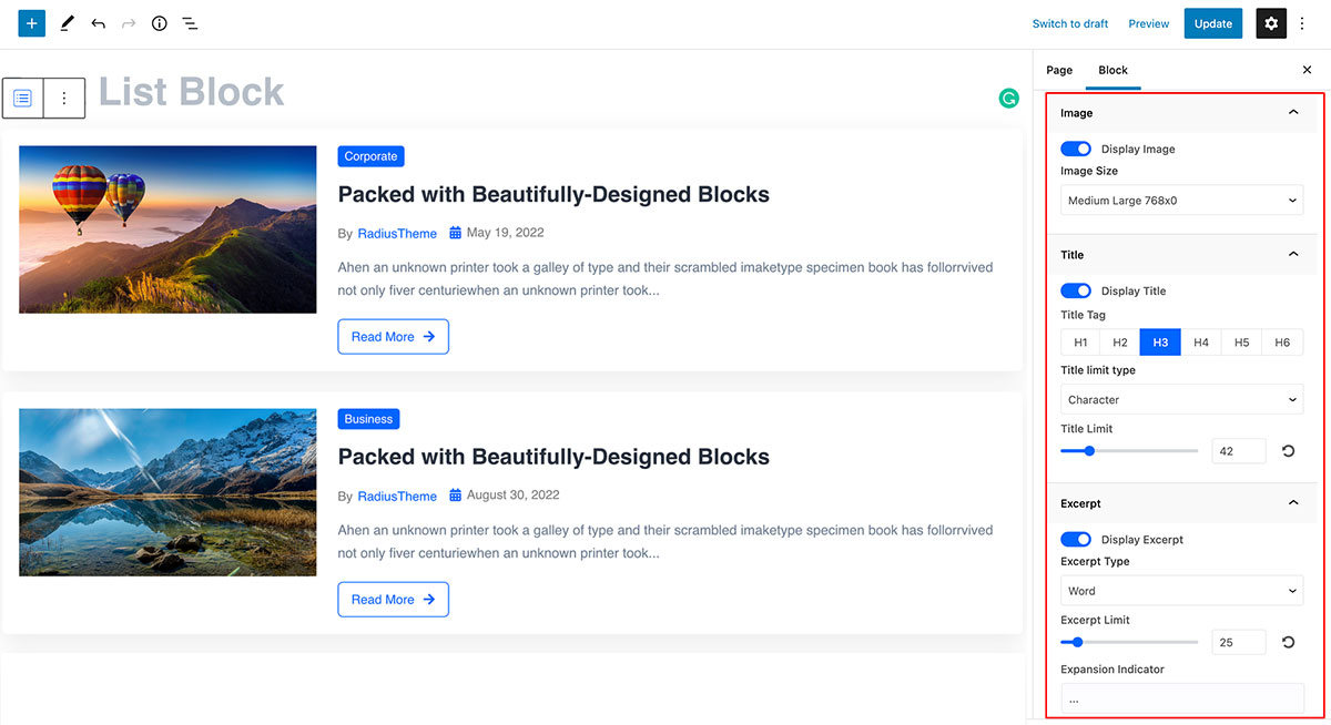 Post List Block – Radius Blocks – Documentation