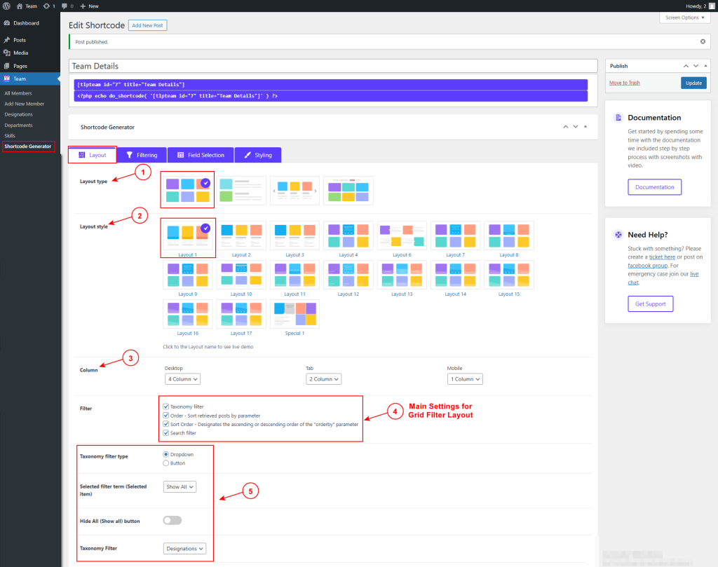 Create Grid Filter Layout [Pro] – WordPress Team members plugin