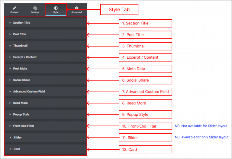 Style Tab – Post Grid Plugin for WordPress