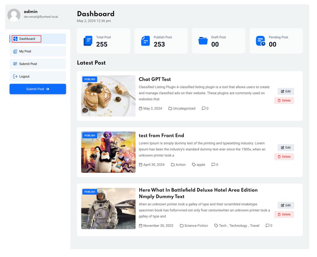 Front End Submission [PRO] – Post Grid Plugin for WordPress