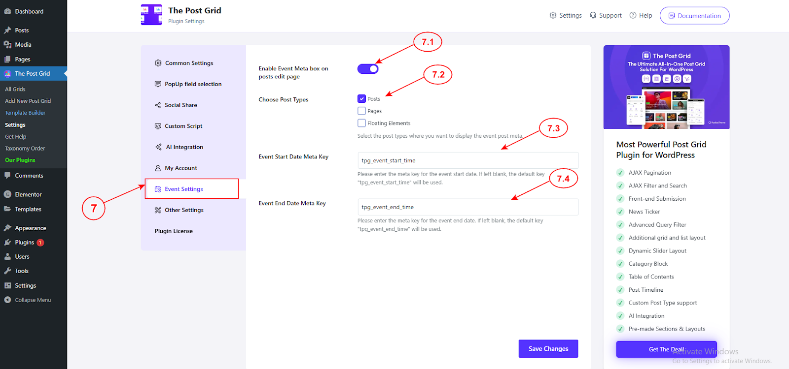 Event Settings – Post Grid Plugin for WordPress