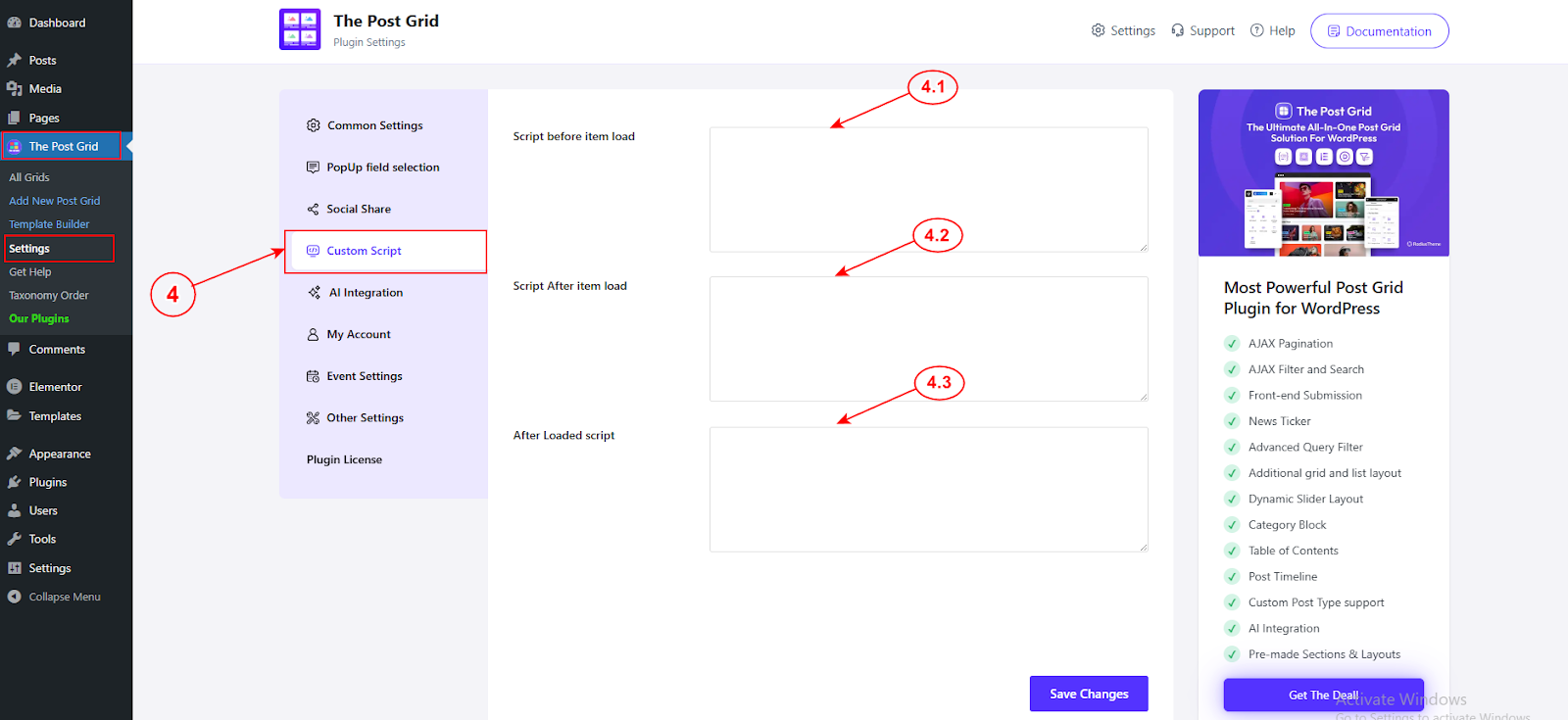 Custom Script – Post Grid Plugin for WordPress