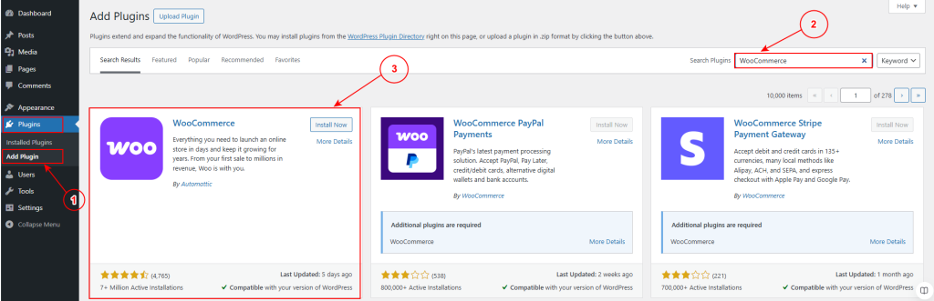 install woocommerce