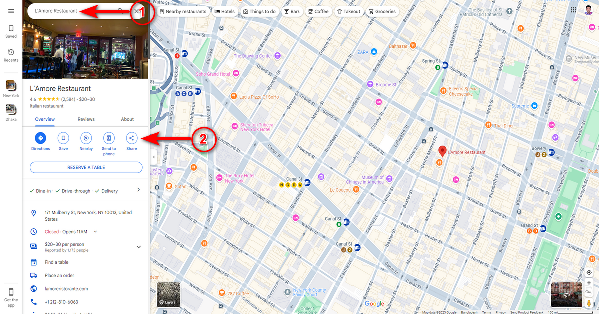 Click share button of Google Maps