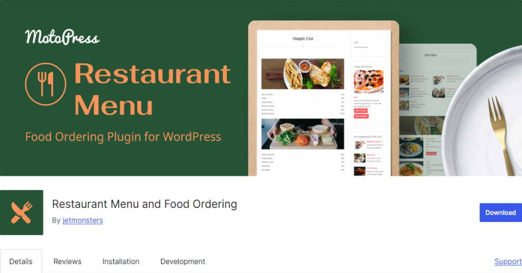 Restaurant menu by Motopress