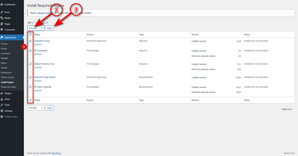 Activate all plugins at once