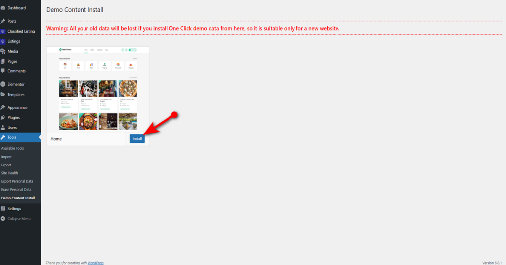 Click install button