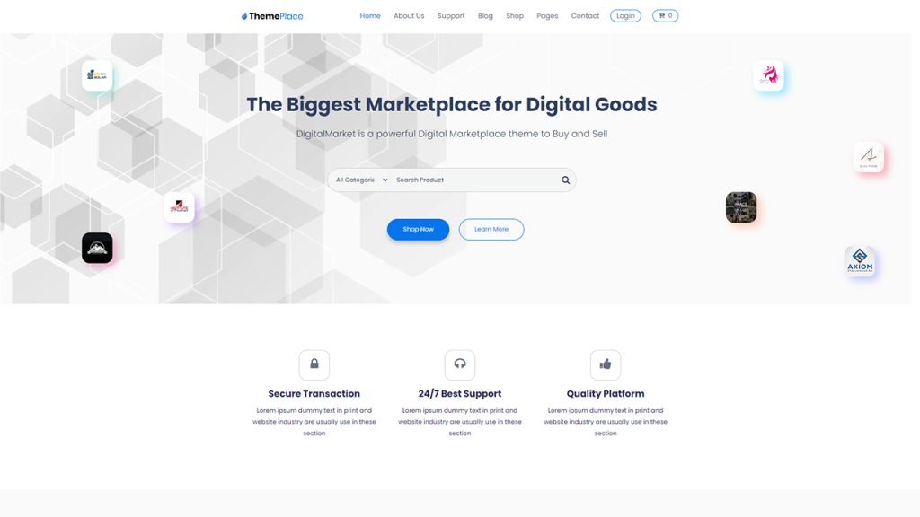 ThemePlace - best wordpress theme for selling digital products