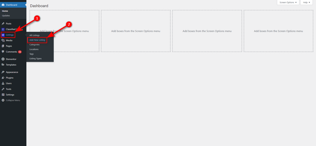 Go to add listing
