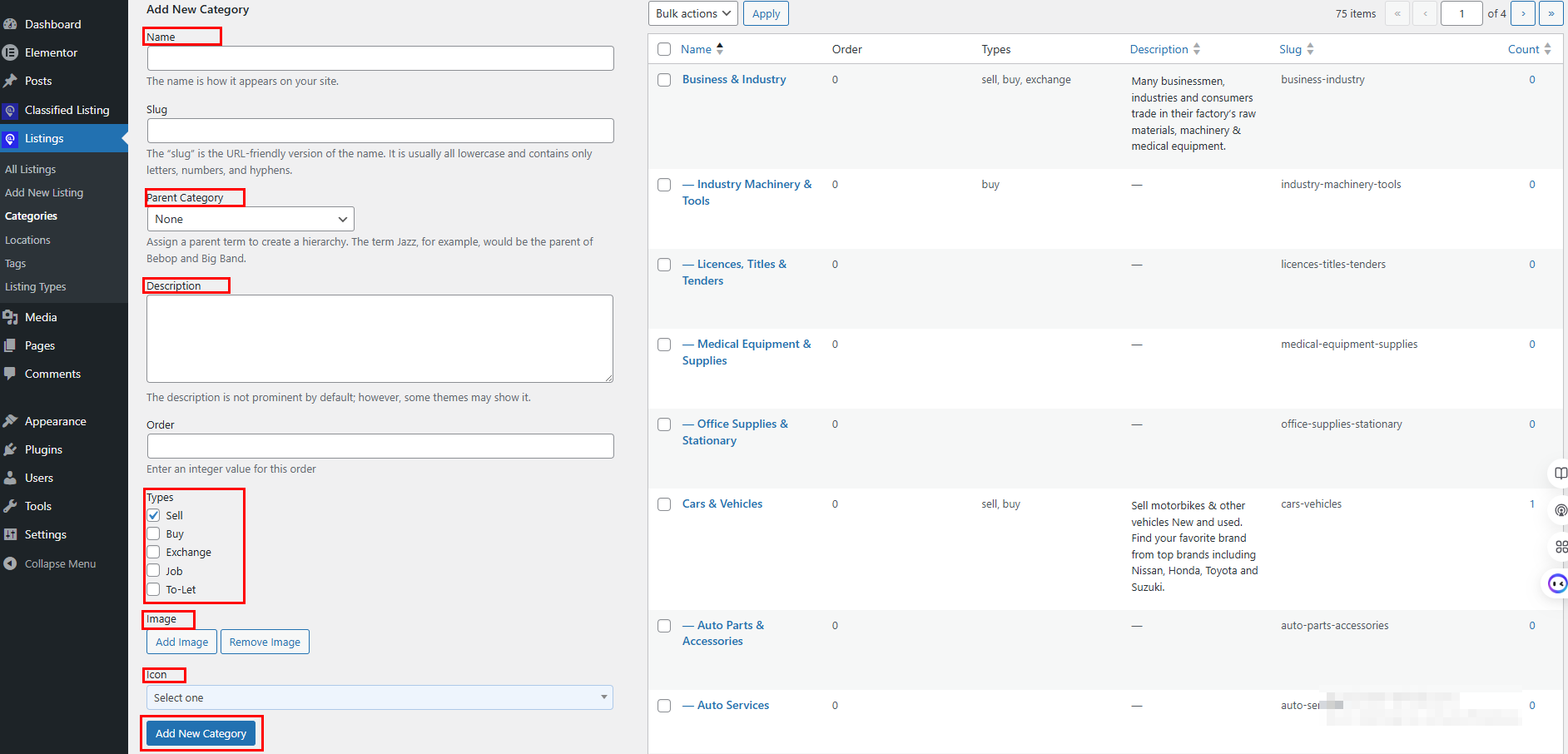add categories