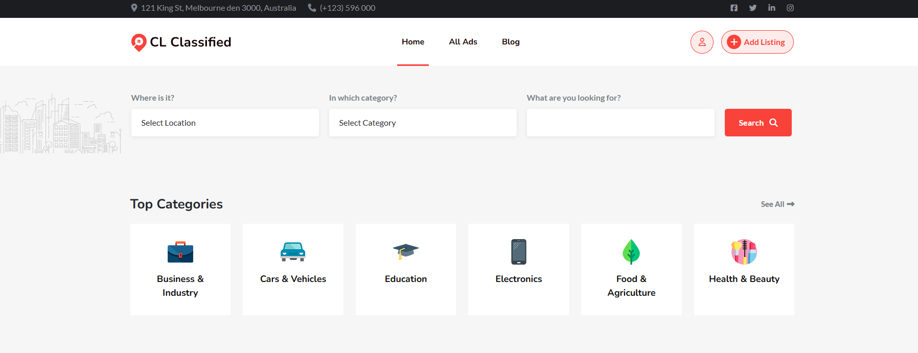 cl classified theme frontend view