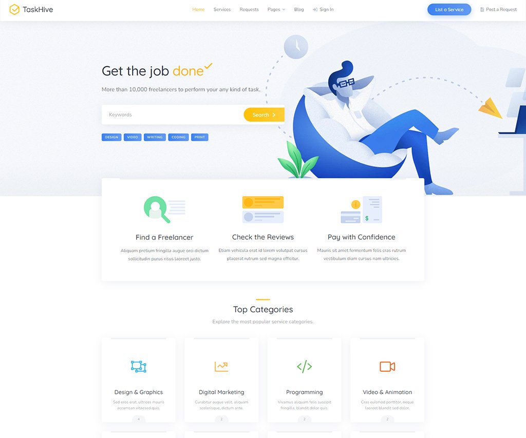 TaskHive - freelance marketplace WordPress theme