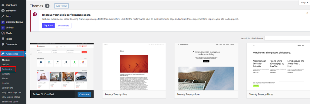 customize theme