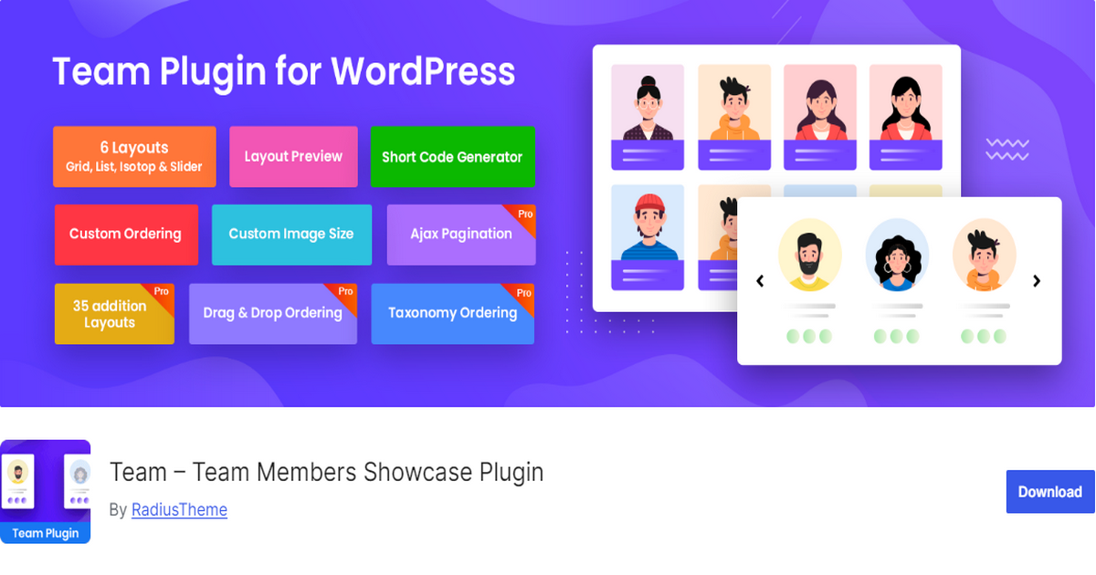 Screenshot of Team Plugin by RadiusTheme