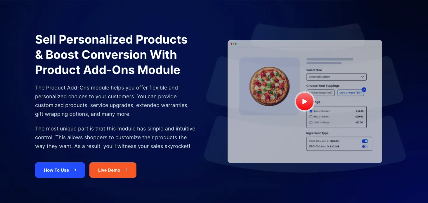 ShopBuilder Product Add-Ons Module
