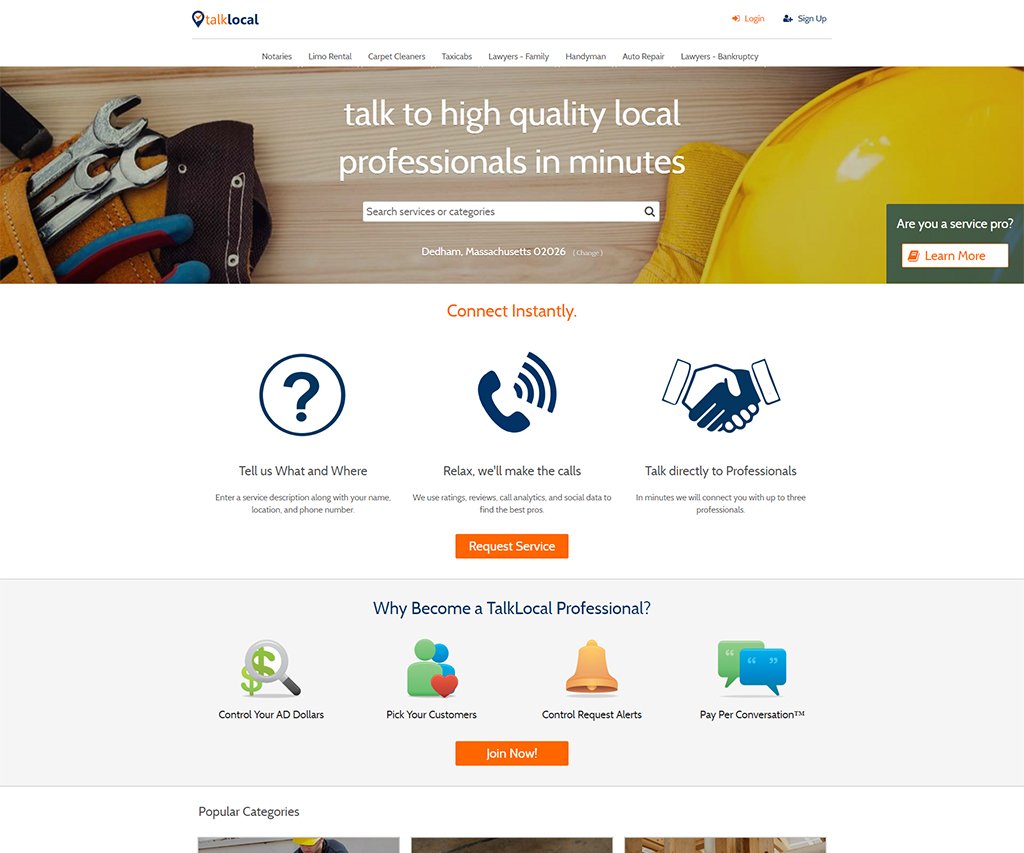 TalkLocal is a home services marketplaces