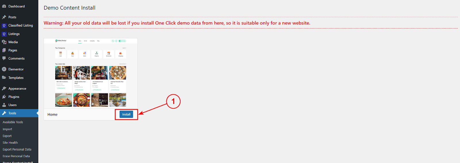 click on install button