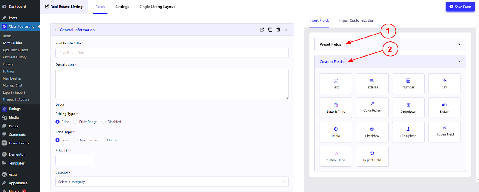 change or edit field