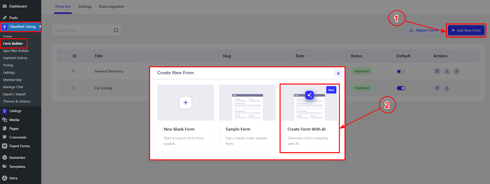 create directory form with AI